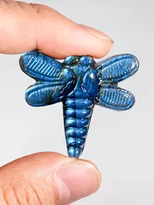 Natural Labradorite Dragonfly Carving, 4 Counts/set Creative Mini Dragonfly Ornament, Casual Style Meditation Stone, Home Decor Gift