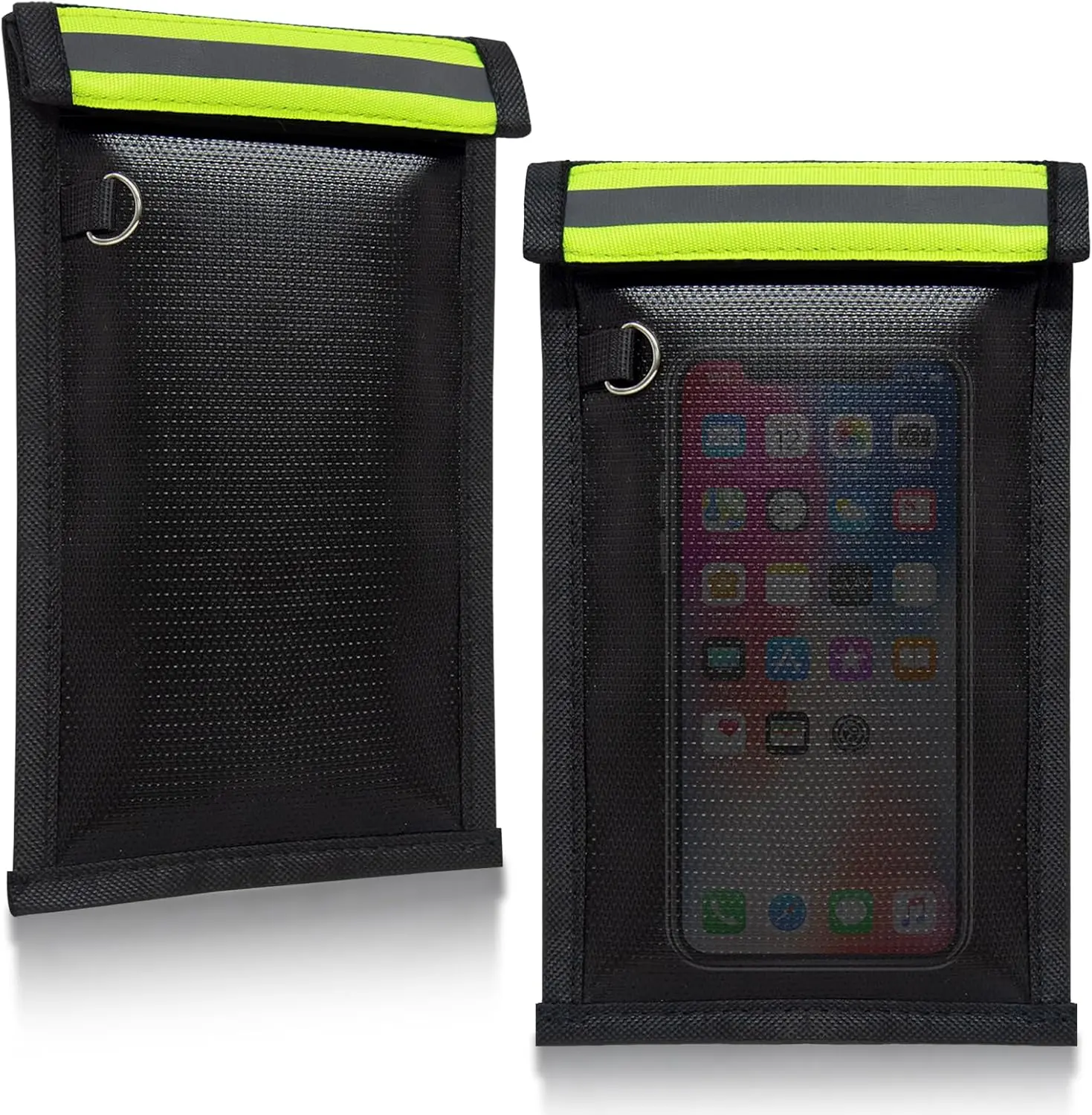 2-Pack Foldable Faraday Signal Blocking Pouch - RFID Shield Car Key Case Accessory, Double Roll-Hook Closure, Anti-Tracking Anti-Theft Phone & Car Key Fob Protector