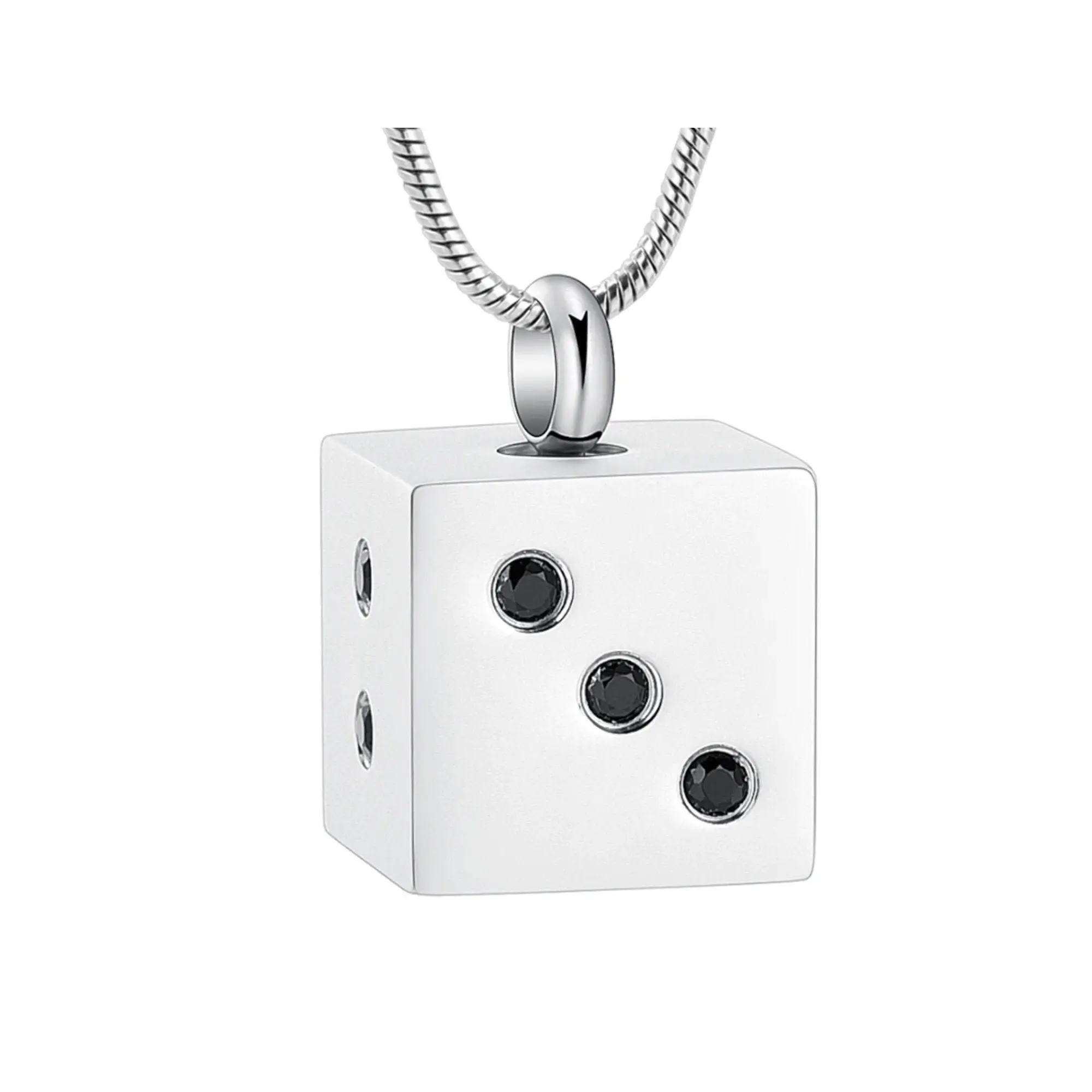 Zircon Dice Cremation Necklace, Ashes, Pendant,  Keepsake, Memorial, Jewelry