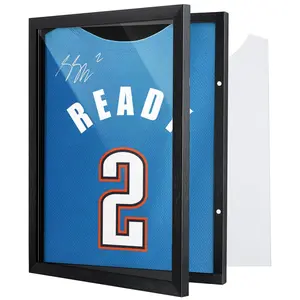 Pro Collector's Jersey Display Frame Case with 98% UV Protection for Baseball Basketball Football Soccer Hockey Sport T-Shirt Uniform Black Finish Wall Frame