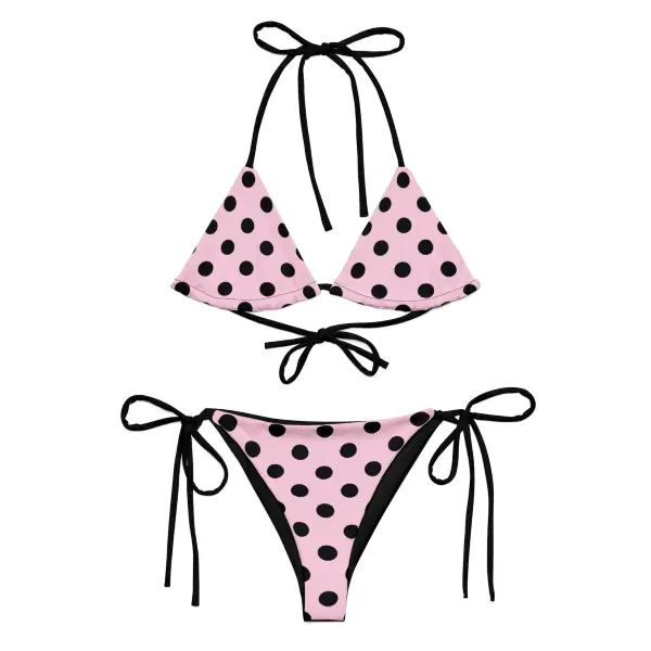 Sweet Dotty Pink&Black Polka Dot bikini, ibiza swim, patterned bikini, summer holiday vacation, poolside, unique swimwear, teen girl