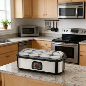 Premium Stainless Steel Yogurt Maker – 8 Glass Jars, Adjustable Settings + 5 Free Gifts, BPA-Free, Rust-Resistant, Easy to Clean, Versatile, Luxurious Kitchen Essential