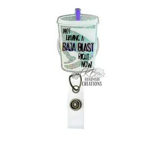 Not Having a Baja Blast Right Now Quote – Funny Badge Clip – Retractable ID Holder for Nurses, Teachers, Fast Food Fans, Nursing Students - Healthcare Humor