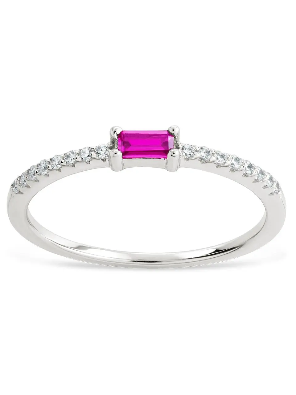 Sterling Silver Thin Ruby CZ Stacking Birthstone Ring Sterling Silver Thin Ruby CZ Stacking Birthstone Ring
