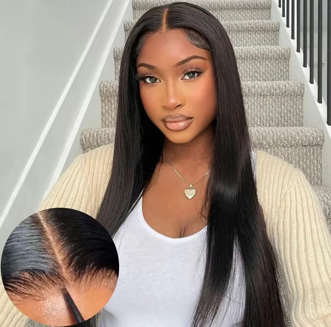 GIESWY HAIR Glueless Wigs Bleached Tiny Knots Pre Cut 5x5 Hd Lace Straight Lace Front Human Hair Wigs