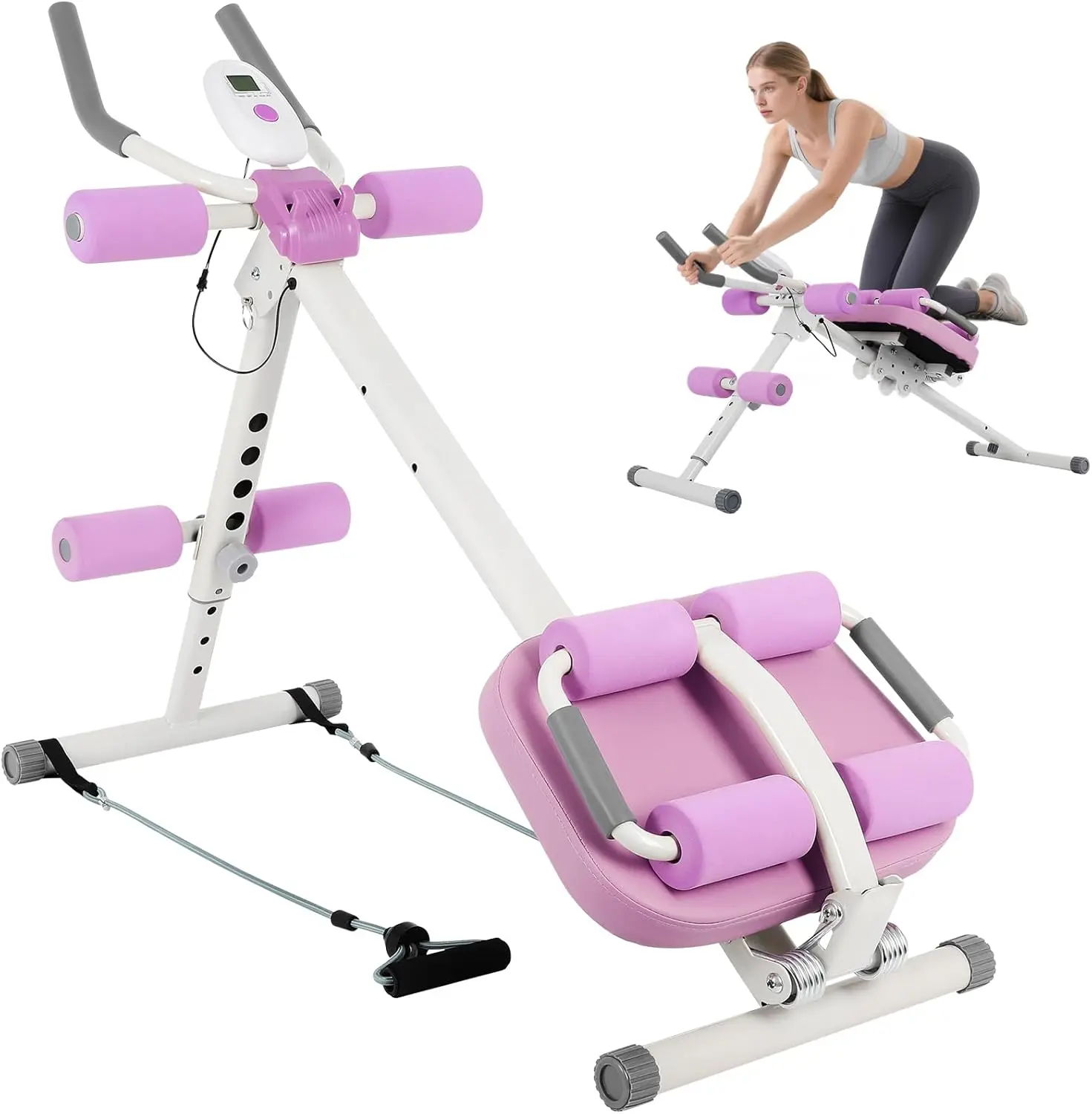 Ab Workout Equipment Abdominal Trainer, Adjustable Ab Machine at Home Gym, Foldable Abdominal Exercise Machine, Core & Ab Trainer Machine for Stomach Workout