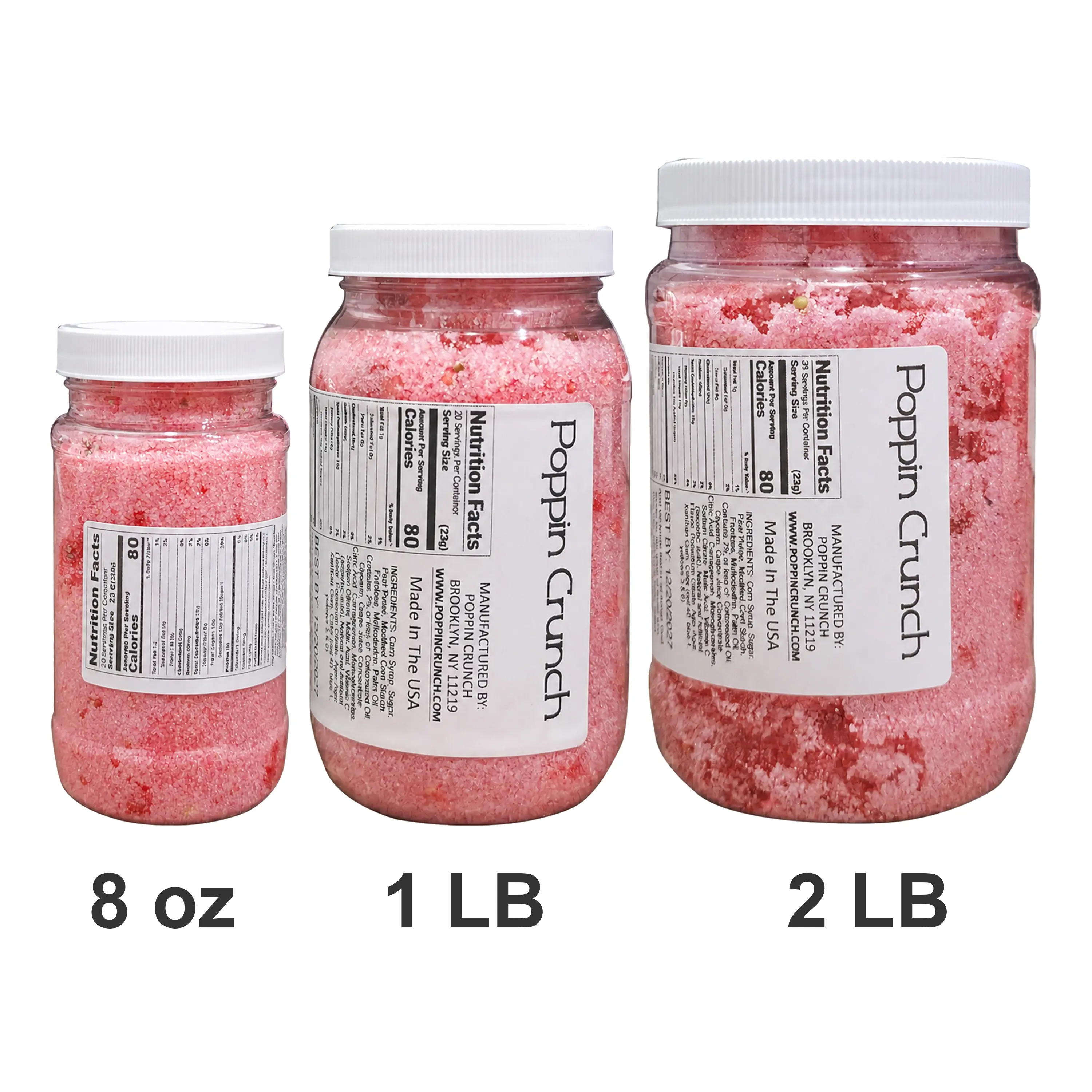 Poppin Crunch Intense Strawberry Cotton Candy Liquid Candy Filled Chews - Choice of Sweet or Sour