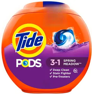 Tide PODS laundry detergent pacs, 3-in-1 Stain Remover, Odor Fighter, Color Protector, 42 Count, HE compatible, Spring Meadow Scent