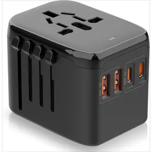 L-APT008  Universal Travel Adapter, PD20W International Power Adapter, 2 USB-C & 2 USB-A Fast Charging Travel Charger, All in One Worldwide Travel Plug Adapter, Outlet Adapter for Europe EU UK USA AU