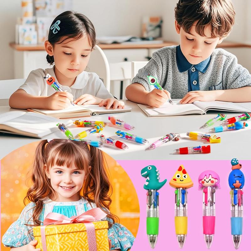20Pcs Mini Multicolor Pens in One 4-in-1 Cute Pens Bulk for Kids, Fun Kawaii Ballpoint Pen for Birthdays and Children's Party Favors Gifts, Teacher School Supplies Thanksgiving Gift Student GIft