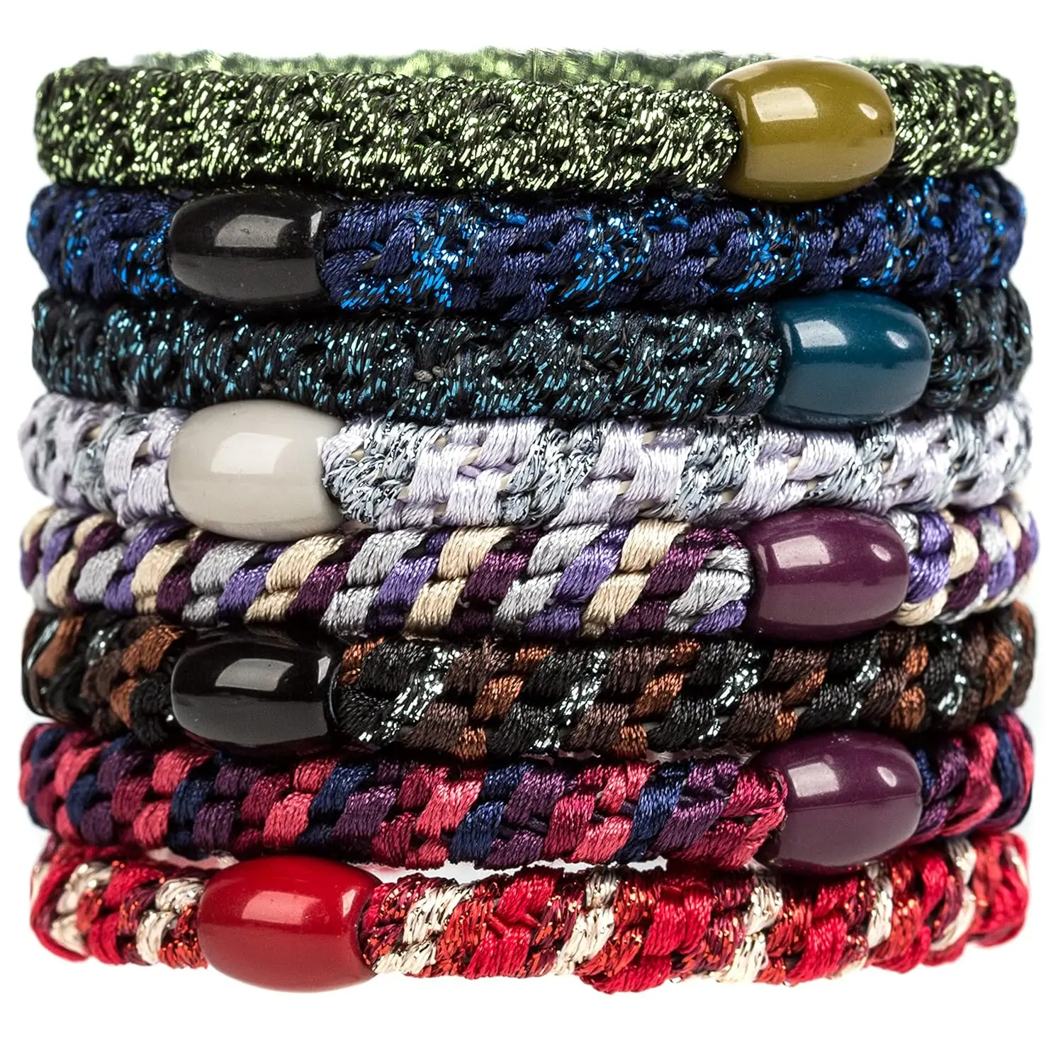 8 count Mixed color Hair Ties for Women Girls, Elastics Hair Bands Ponytail Holders, No  No Crease Hair Elastics,  for Girls and Women with Thick or Curly Hair, Style 16
