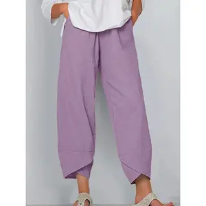 New Summer Solid-Color Lantern Pants, Loose Wide-Leg Carrot Pants, Casual Artsy Nine-Panel Design, Natural Waist Fit GARMENTARY