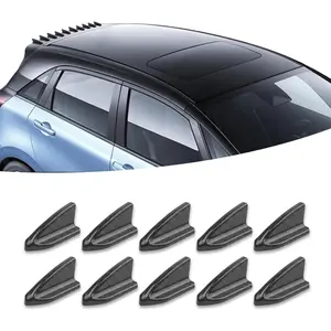 10 PCS Car Small Shark Fin Decorative Antenna, 2.06" x 0.9" x 0.86" Air Vortex Generator Diffuser Spoiler Antenna, Self-Adhesive Roof Wing Trim Accessory, Universal for Car (Carbon Fiber Black)
