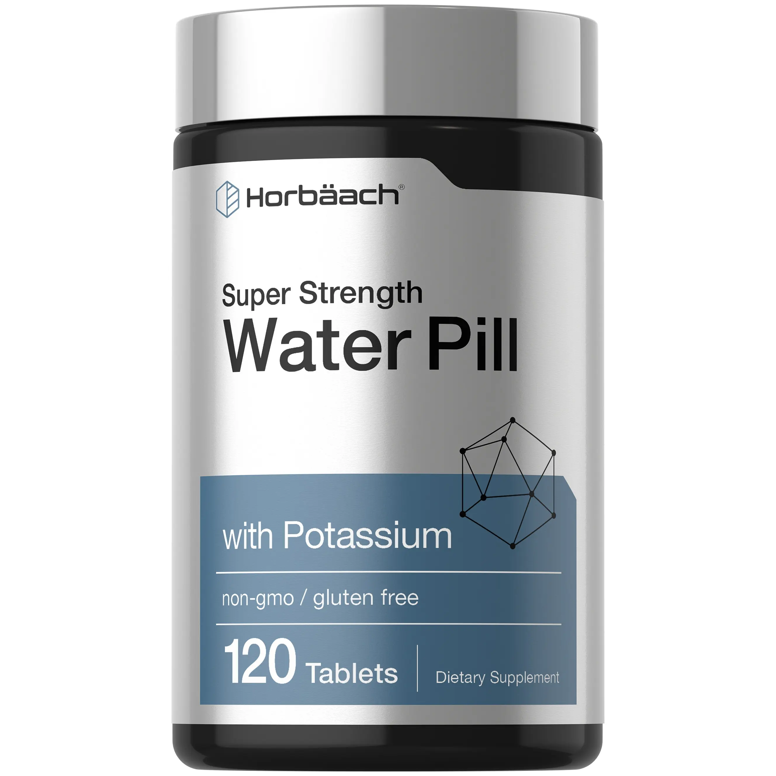 Horbäach Water Pills | Super Strength | 120 Tablets | Vegetarian, Non-GMO & Gluten Free Supplement
