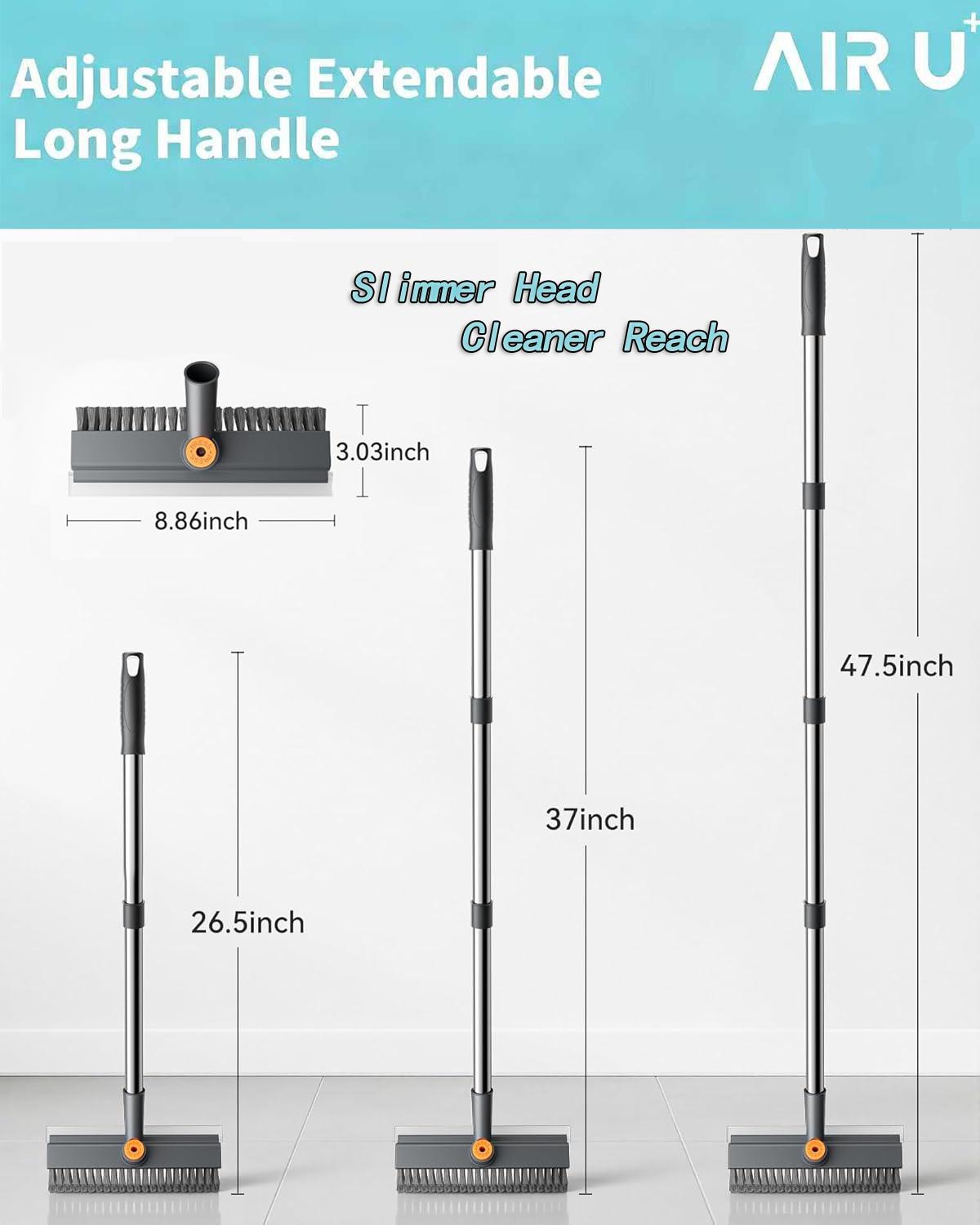 AIR U 3-in-1 Floor Scrub Bathtub Brush with Long Handle, Double-Sided, Heavy-Duty Stiff Bristles & Squeegee – Scrape & Scrub for Shower, Bathroom, Patio, Garage, Kitchen, Wall & Deck – Home Cleaning Essentials AIR U 3-in-1 Floor Scrub Bathtub Brush with Long Handle, Double-Sided, Heavy-Duty Stiff Bristles & Squeegee – Scrape & Scrub for Shower, Bathroom, Patio, Garage, Kitchen, Wall & Deck – Home Cleaning Essentials
