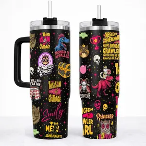 Personalized This Is An Outrage 40oz Tumbler, New Achievement Donut And Mongo Cup, Dungeon Crawler Carl Stainless, Bookish, Sci Fi Fantasy