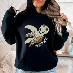 Funny Turtle Graphic Hoodie – “Duuuude” Sea Turtle Design, Casual Unisex Streetwear hoodie, Cozy Oversized Outfit Gift for Animal Lovers