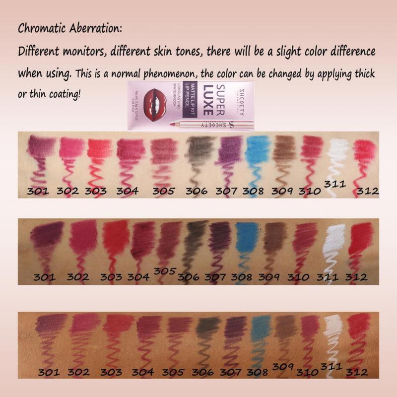 12pc Matte Lip Liner Kit: Waterproof, Longwear & Easy to Use | Define Lips Perfectly | Ideal Gift for Her | Bold/Nude Shades for Daily/Party Glossy Cosmetic