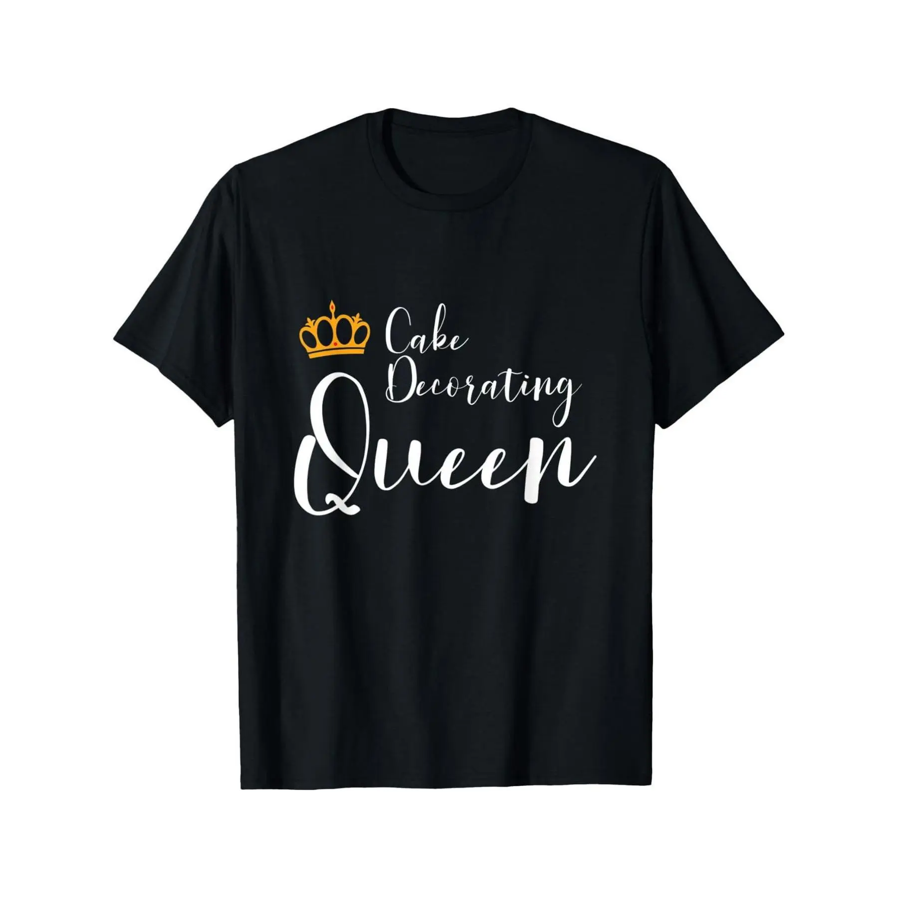 Women's Cake Decorating Queen Graphic T-Shirt, Casual Short-Sleeve Crewneck in 100% Soft Breathable Cotton, All-Season Gift for Bakers, Shortsleeve, Tshirt, Digital Print, All Seasons, Top, Round Neck