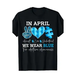 Unisex Blue Autism Awareness Print T-Shirt