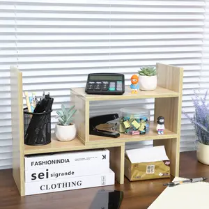Office Storage Rack Desktop Organizer,Home Decor Adjustable Wood Display Shelf,Birthday Gifts,True Natural Stand Shelf