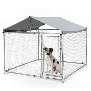 GARVEE Outdoor Dog Enclosure - Heavy Duty Galvanized Chain Link Pet Kennel with Waterproof and UV-Resistant Cover, Secure Lock, and Durable Mesh for Safe and Comfortable Pet Housing