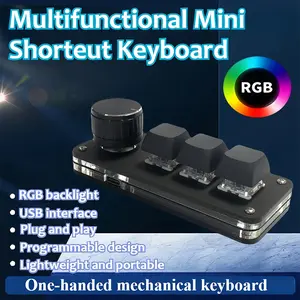 3-Key Mini Programmable Keyboard, USB Power Supply, with Volume Knobs, Back light, Shortcut Keys And Media Control, Hot-Swappable Mechanical Numeric Keypad, Macro Command Program, Multi-Functional Shortcut Keys, Compact Design for Easy Use