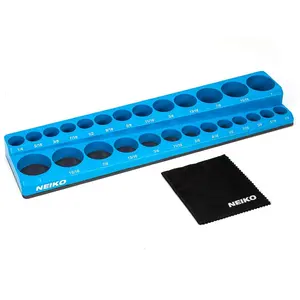 03972A Magnetic Socket Holder, 3/8" Drive, 1/4" to 1" SAE, Shallow & Deep Sockets Tray, Standard Socket Set Organizer, Socket Organizers for Toolboxes Trays, Scratch Free, High Visibility