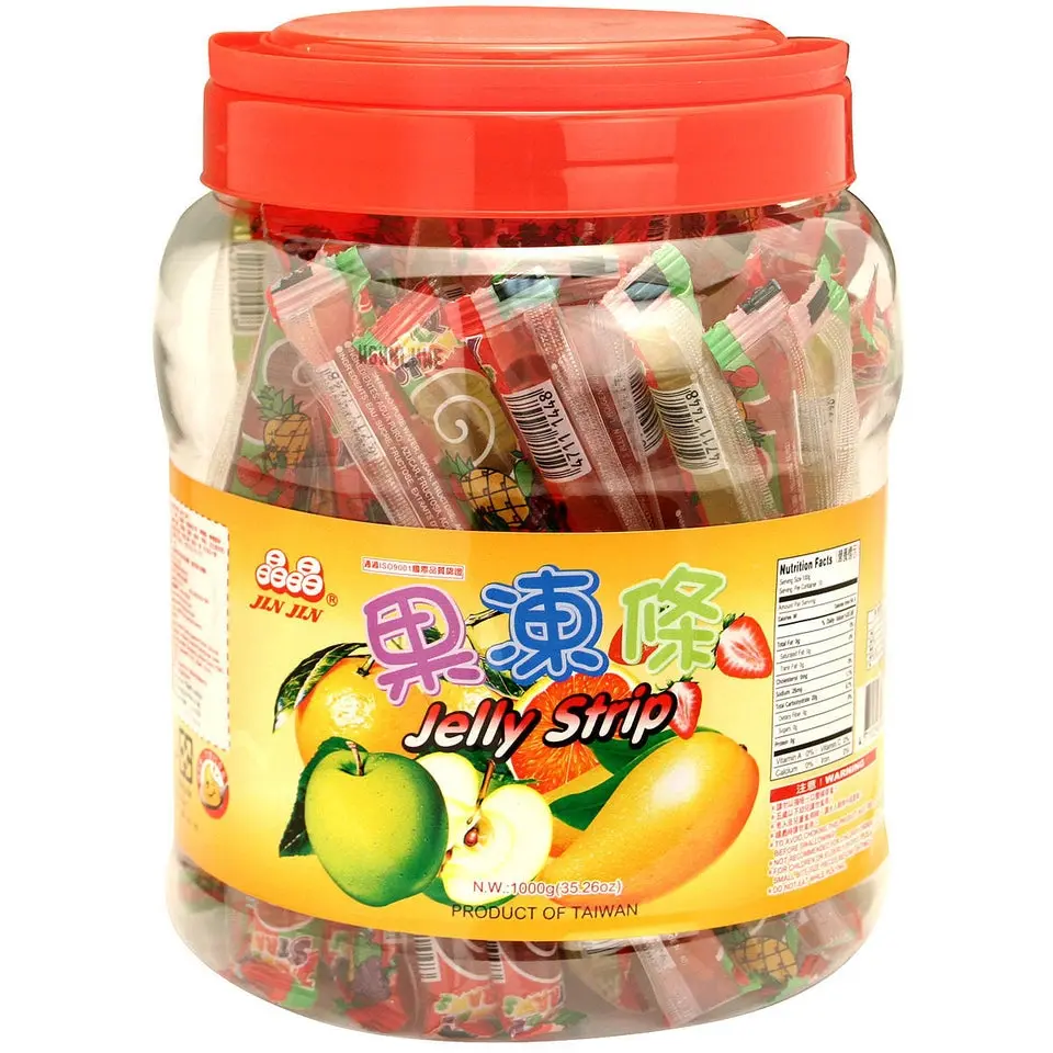 JINJIN Ambient Jelly Stick Jar Value Size - Assorted Flavors (Grape, Lychee, Pineapple, Strawberry), Sweet Fruit-Flavored Sugar Snack Dessert, Food for Adults JINJIN Ambient Jelly Stick Jar Value Size - Assorted Flavors (Grape, Lychee, Pineapple, Strawberry), Sweet Fruit-Flavored Sugar Snack Dessert, Food for Adults