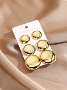 Women's Vintage Round Shaped Stud Earrings, Fine Studs, Stackable Earrings, Earring Stacking Set, Fashionable Jewelry for Women & Girls for Party, Daily Clothing Decor, Trendy All-match & Exquisite Jewelry for Birthday Gift
