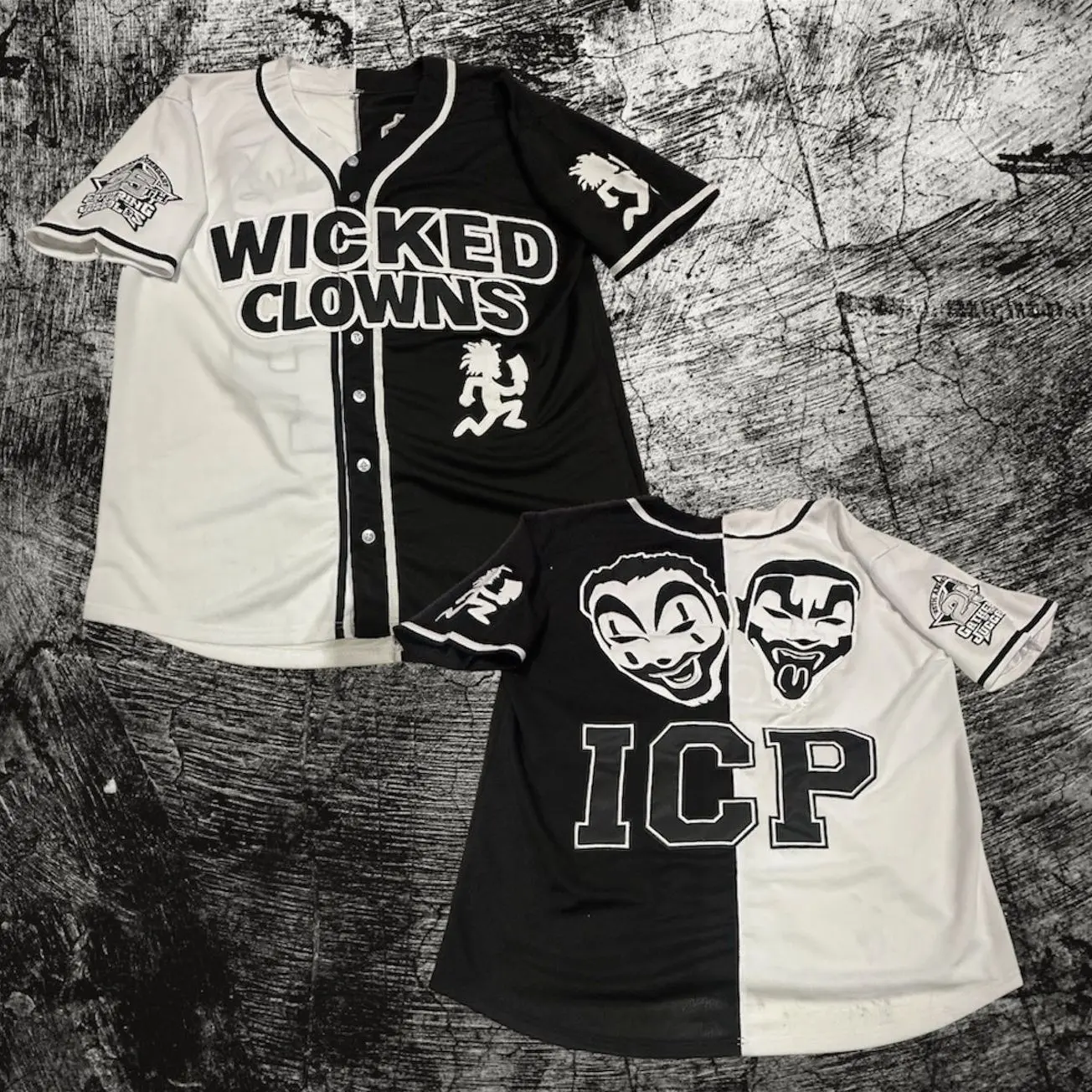 Split Colors Black/White Wicked Clowns Baseball Jersey, ICP Juggalo Jersey, Gift For Him, Gift For Her, For Any Season, Classic Styles