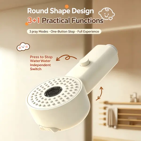 Soft Cloud Bubble Shower Head，3 Modes Handheld Bath Sprayer with One Button Water Stop, Drill-Free Bracket & 59.06 inches PVC Hose, Gentle Foam Shower for Toddler Bathing