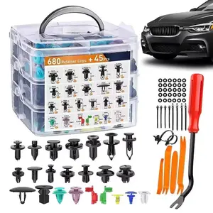 Universal  Fastener  Kit, 680Pcs Multi-Size Plastic Push Retainer Rivets, Auto Fender Bumper Door Trim Panel Repair Car Clips Set