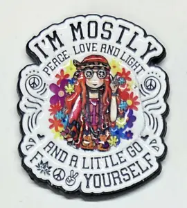 Peace Love Light Hippie Enamel Magnetic Needle Minder ~ Needle Keeper - Cross Stitch Embroidery Needlepoint Sewing Accessory Notion