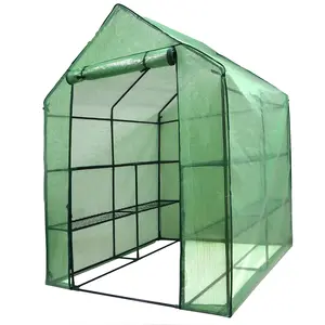 SUPERDEAL Indoor Outdoor Walk-in 2-Tier 8 Shelves Greenhouse Patio Plants Flowers House Shaped Tent