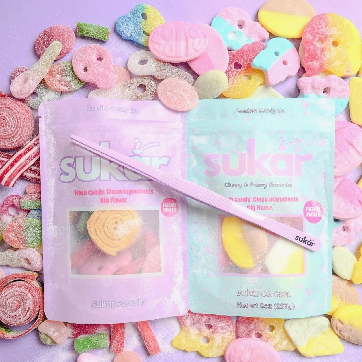 Sukar Family Candy Pack with Free Tweezer | BUBS Mix & Sweet & Sour Flavoured Candy Variety Pack - Assorted Chewy Candy Snacks in Resealable Bags - Perfect for On-the-go Snacking, Sharing, Parties & Gifting