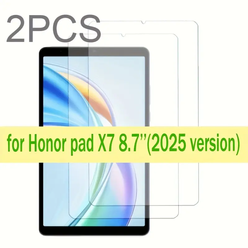 2-piece set suitable for Honor Pad X7 8.7-inch 2025 flat tempered glass, 9H hardness, scratch and fingerprint resistance, comprehensive coverage protection, creating a smooth surface, flat accessories, flat protection