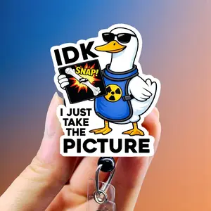 Silly Xray Goose Badge Reel, Xray Girl Creations, Radiology Badge Clip, Xray Tech ID Holder, Cute Badge reel for Radiology Techs. Retractable swivel clip with a 360 rotation.  Badge pull