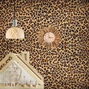 Self-Adhesive Leopard Print Wallpaper Roll 45cm, PVC Material, Waterproof & Dirt Resistant, Easy Peel Off, Ideal for Bedroom, Kitchen Cabinets, Living Room Furniture