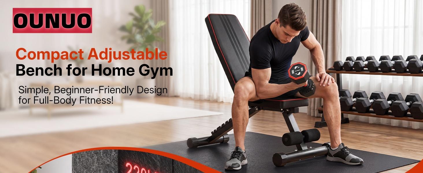 Multi-Function All in 1 Weight Bench Set - Multi-Positions Heavy Duty Weight Lifting Sit Up Bench Workout Benchs Folding Bench Press for Home Gym