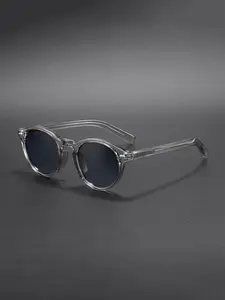 Fashion Round Frame Glasses Tr90 Material Lightweight Uv400, Unisex Casual Style for All Seasons, Perfect for Driving, Parties, Beaches