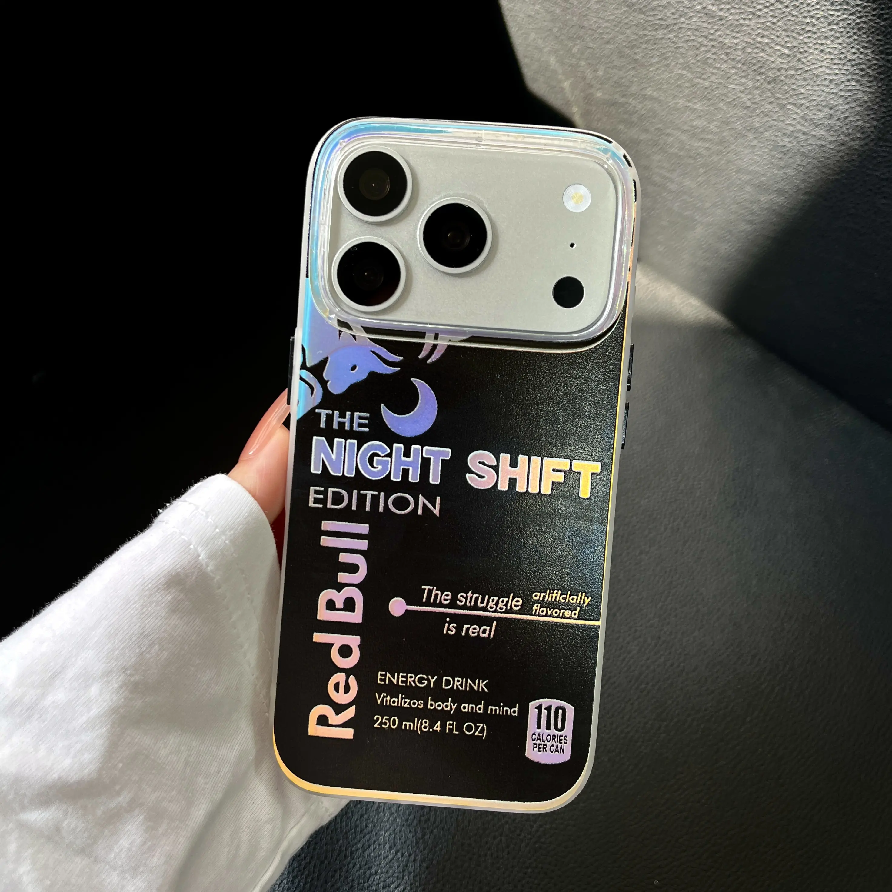 Red Bull “Night Shift” Color-Changing Case for iPhone 17/16/15/14/13 Pro Max—shock-resistant and impact-proof, unisex, made in the USA. Shock protection, coated shell, full-screen protection