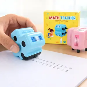 GoldenEgg Math Teacher 4-in-1 Stamp Roller for Kids Ages 5-10 Addition Subtraction Multiplication Fill-in-the-Blank Practice Tool with Refill Ink