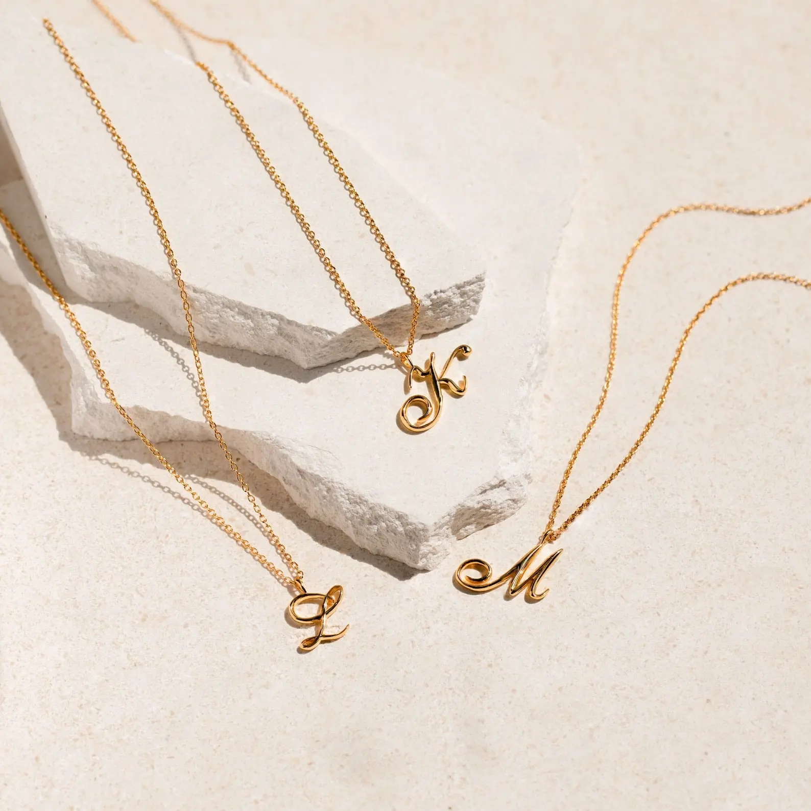 Davina Letter Necklace by Caitlyn Minimalist - Custom Script Initial Pendant Necklace - Personalized Gold Jewelry - Birthday Gift for Daughter