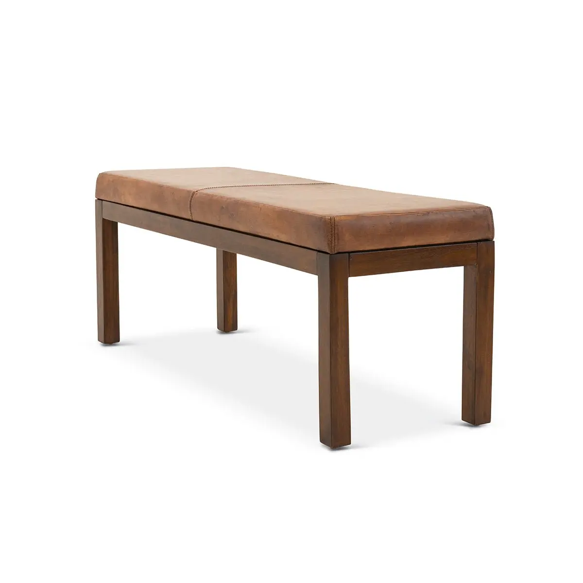 Kampa Antique Tan Leather Bench with Lines