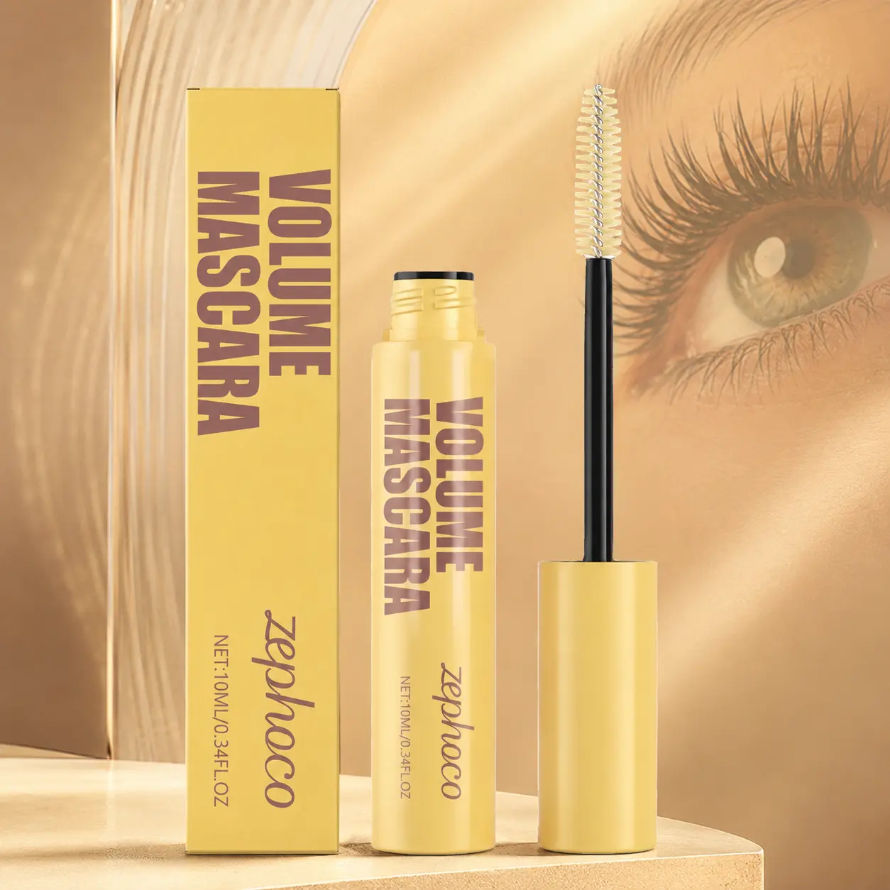 Volumizing Mascara with Slim Spiral Brush, Buildable Lengthening & Curling Lash Makeup, Long-Wearing Smudge-Resistant Formula for Defined Separated Lashes, 10ml