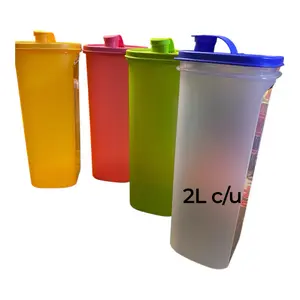 Slim Line 2 Quart Pitcher Agua Fresh 2L with Vibrant Colors and Secure Lid for Easy Handling