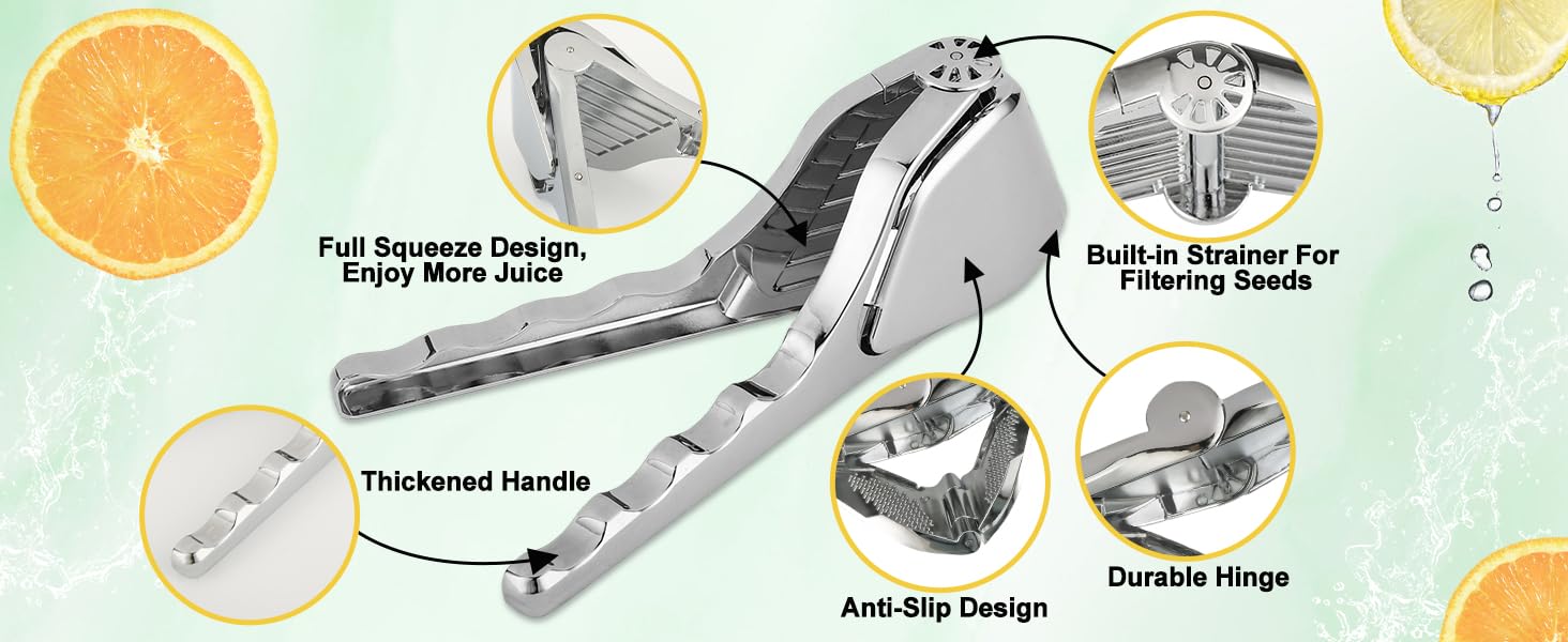 1/2 PCS Stainless Steel Lemon Juice Squeezer - Clean Manual Citrus Juicer, Manual Lemon Squeezer, Manual Lemon Juicer, Handheld FruitJuicer for Fresh Juice Lemon, Lime, Orange, Durable Compact Easy, Dishwasher SafeKitchen Gadgets