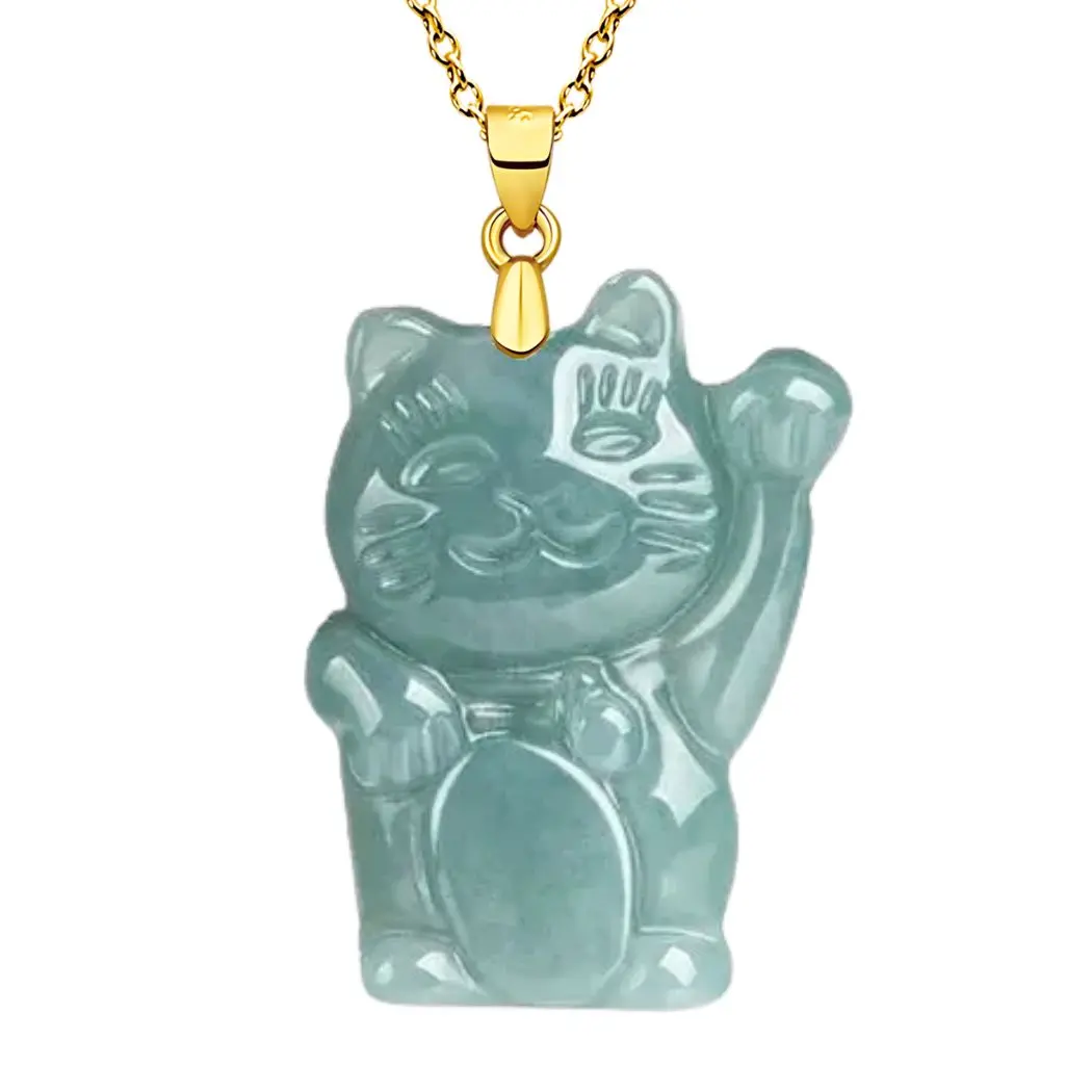 Jade Lucky Cat Pendant