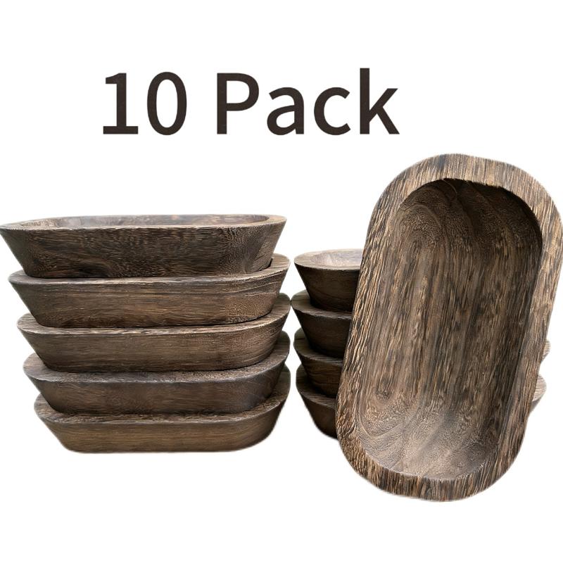 10 Pieces Wooden Dough Bowl for Decor Bulk Hand Carved Paulownia Wood Candle Making Rustic Wood Dough Bowls Decorative Bowl for Home Decor Candles Centerpiece Bowl-Party Pack Favors Christmas&Halloween Gifts for Centerpieces